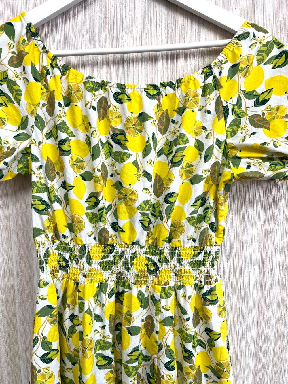 Boden Lemon Vine Print Smocked Maxi Dress Size 4 Yellow Green Ivory - Picture 8 of 10